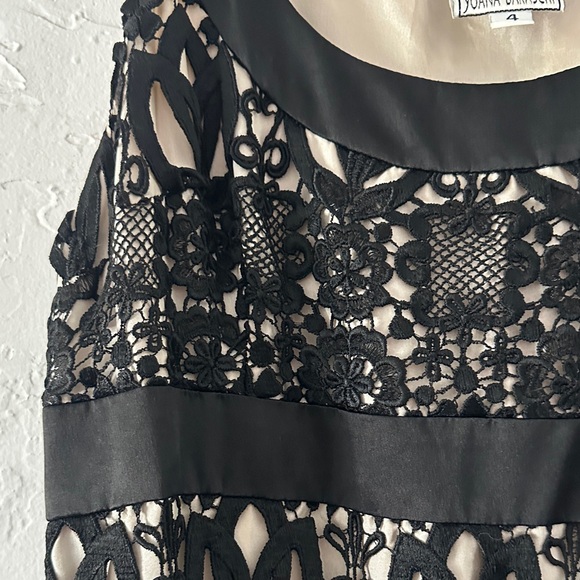 Yoana Baraschi Black Lace Overlay Cocktail Dress – Sz 4, Nude Lining, Sleeveless - Picture 3 of 6